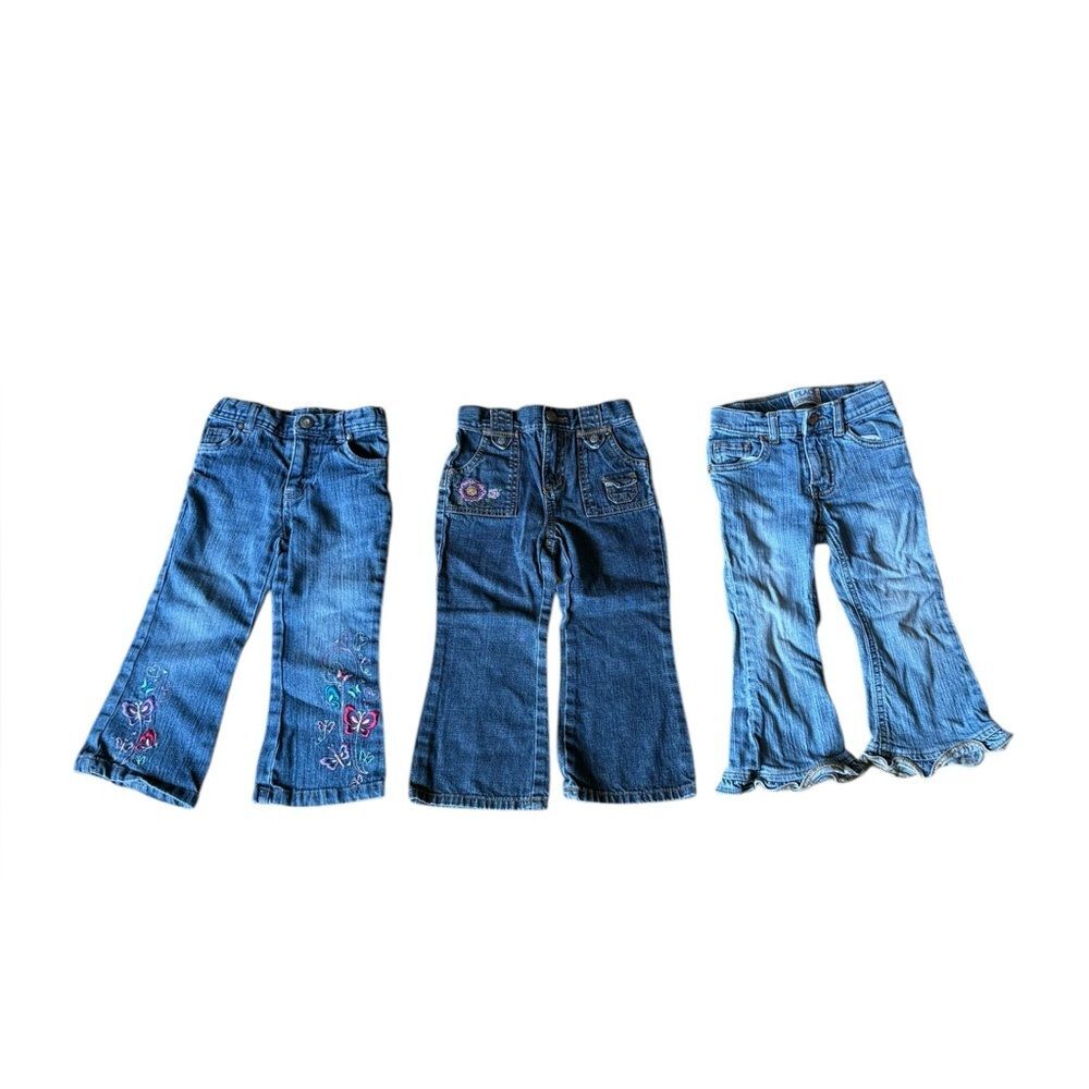Embroidered Floral Flare Leg Jeans Bundle Of 3 Toddler Girls Size 3T